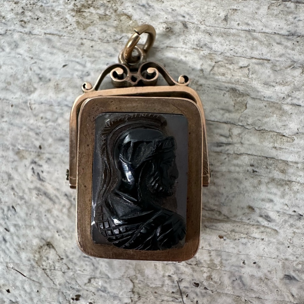 Antique Carved Revolving Gold? Necklace Locket Pendant